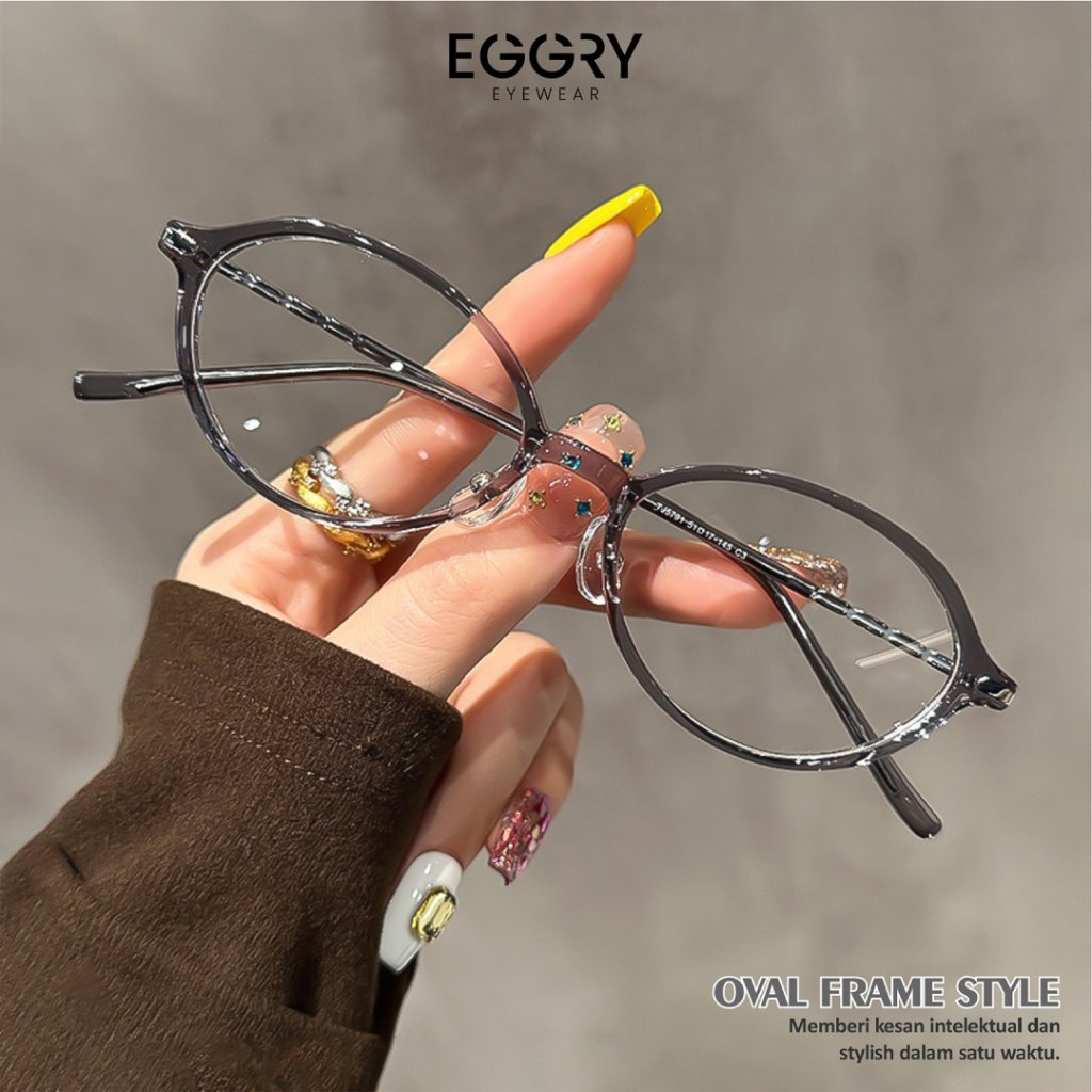 EGGRY TJ5791 - Kacamata Minus Oval TR-90 + Metal
