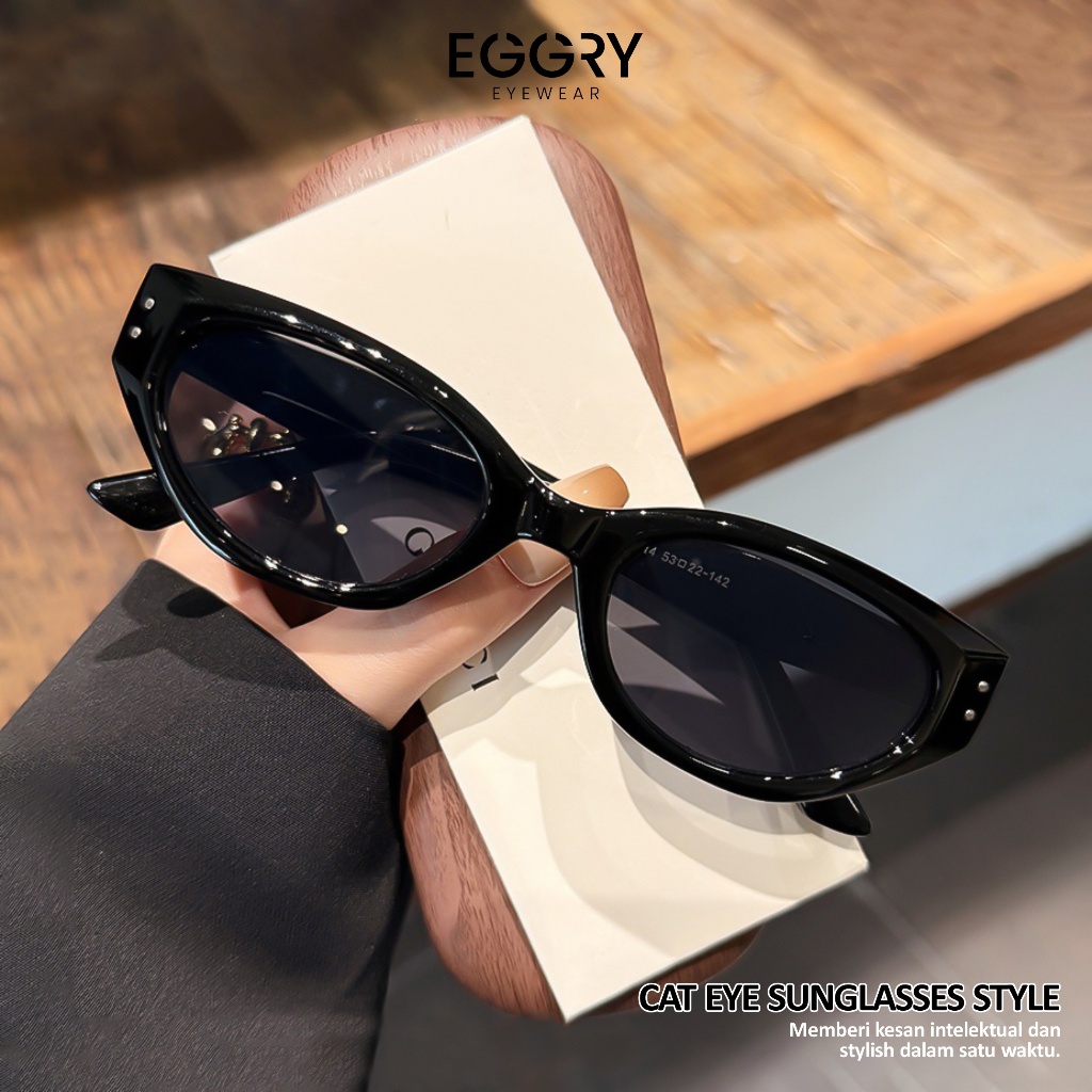 Eggry Rococo 857 - Kacamata Hitam Cat Eye TR-90